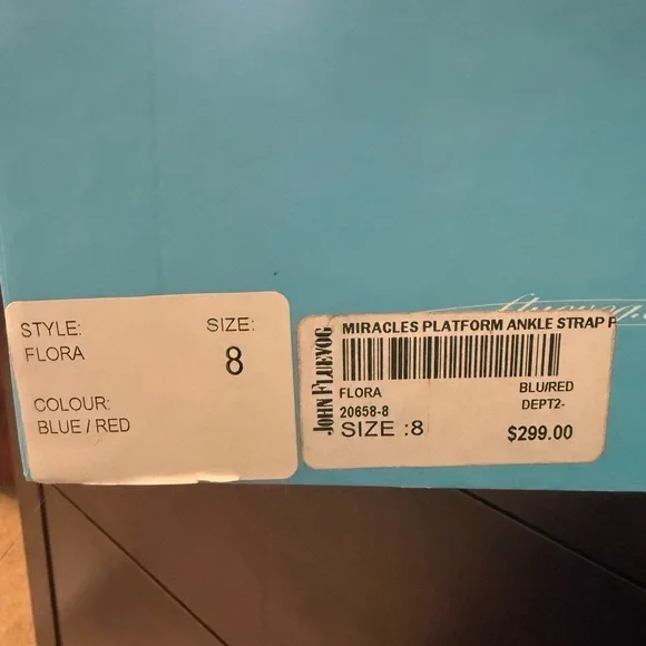 John Fluevog Red and Cream Embroidered Heels - Picture 3 of 11